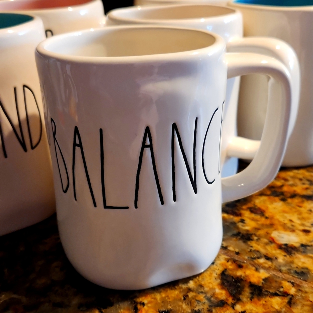 RAE DUNN' 'Artisan Collection' by 'Magenta'. Ceramic Extra Large Mug. "BALANCE".